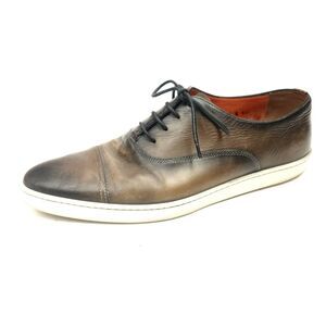 Santoni Mens Shoes 11.5 D Gray Durbin Bund Cap Toe Oxford Italian Leather